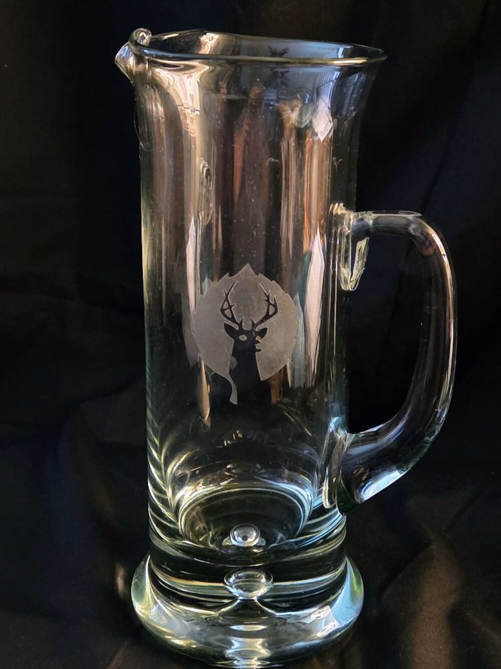 Vintage Deer Valley Ski Resort 70s Clear Glass Pitcher 11"